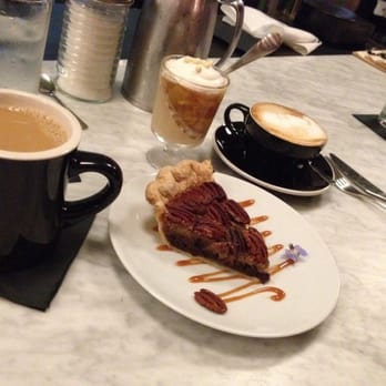 Bittersweet - Pudding-like panna cotta in the back, derby pie with inedibly thick crust in front. The best part of this picture was the coffee - Coffee & Tea Near Me - Raleigh, North Carolina