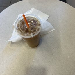 It's supposed to be an iced coffee, but the coffee is way too strong. There's no cream in it whatsoever. It's supposed to be an iced coffee, but the coffee is way too strong. There's no cream in it whatsoever.
