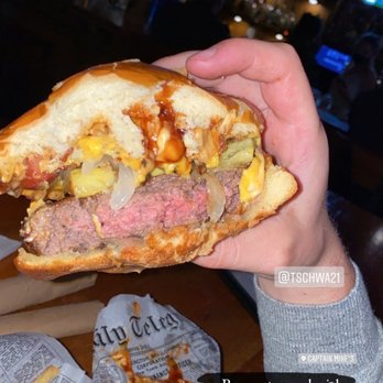 Captain Mike's - 1 lb burger with the oddest toppings that my fiancé was obsessed with. "Best burger I've ever had in my life" were his words hahah - Burgers Near Me - Kenosha, Wisconsin