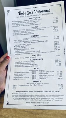 Menu photo 2 Baby Jo's Appling, GA Menu photo 2 Baby Jo's Appling, GA