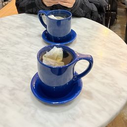 Hot tea top left hojicha and bottom earl grey tea