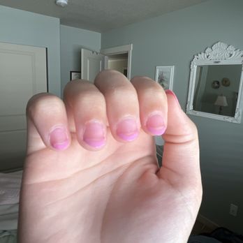Bliss Nails & Spa - No nude base color so you can see the white part of nails and it just looks sloppy - Nail Salons Near Me - Tigard, Oregon