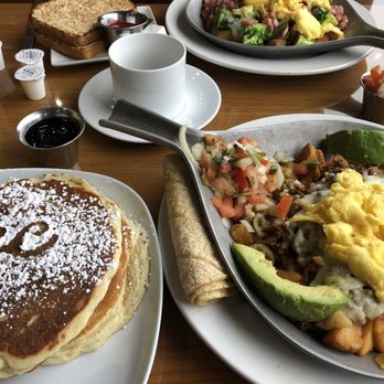 Eggsclusive Cafe - Mexicana skillet with pancakes - Breakfast & Brunch Near Me - Rockford, Illinois Eggsclusive Cafe - Mexicana skillet with pancakes - Breakfast & Brunch Near Me - Rockford, Illinois