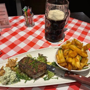 Restaurant Edel Weiss - Steak and fries w/herb butter and 1L of beer. - Bavarian Near Me - Bremen, HB Restaurant Edel Weiss - Steak and fries w/herb butter and 1L of beer. - Bavarian Near Me - Bremen, HB