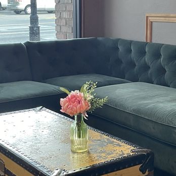 La Brasserie - Nice comfortable seating area by front door. - French Near Me - Bozeman, Montana