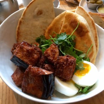 Reunion - Sabich Bowl- Tahini, eggplants, mango chutney, soft boiled eggs, cilantro & tomato relish - Breakfast & Brunch Near Me - Brooklyn, New York