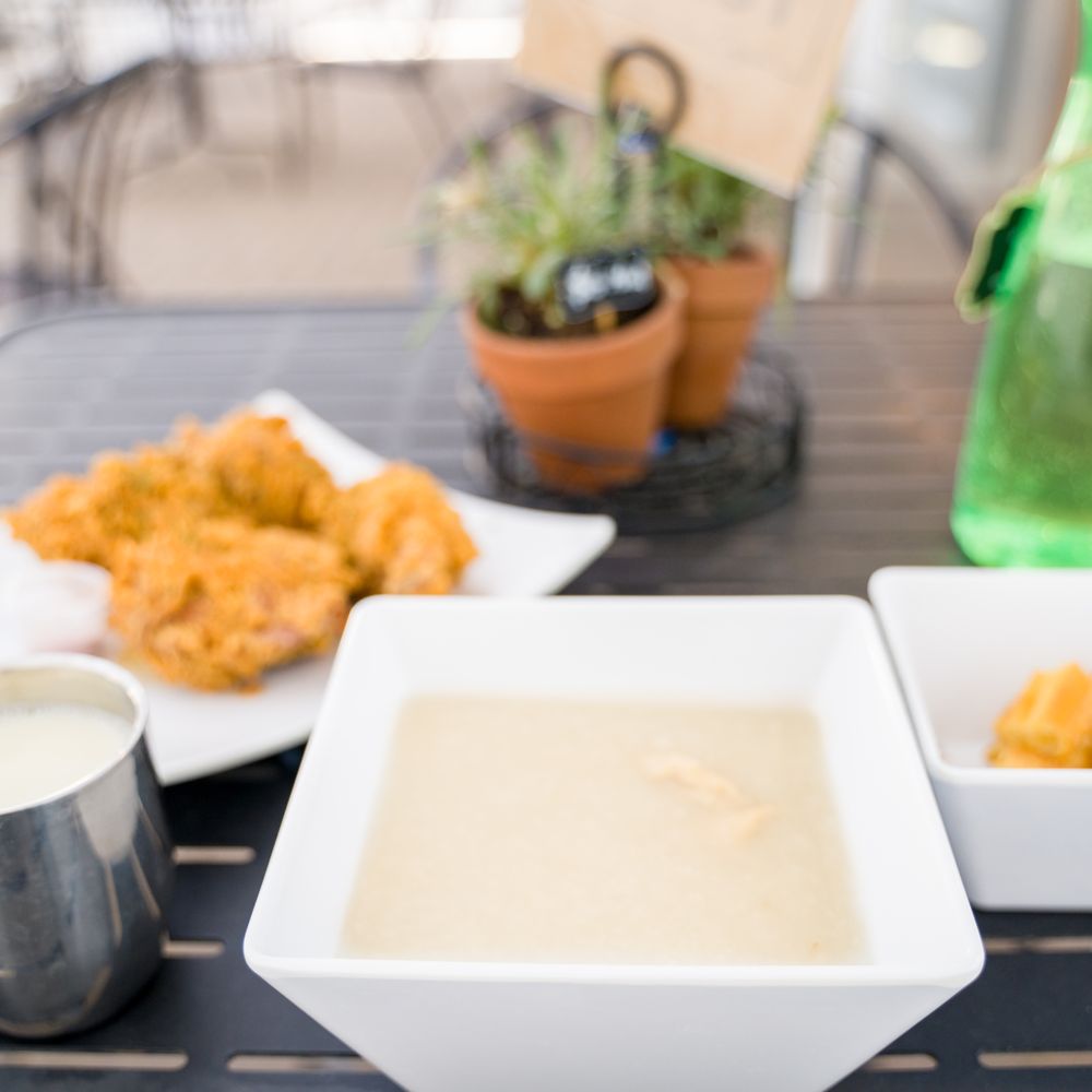 Feast - Chicken porridge with fried doughnut, hot soy milk, cajun fried chicken - Hong Kong Style Cafe Near Me - Davis, California Feast - Chicken porridge with fried doughnut, hot soy milk, cajun fried chicken - Hong Kong Style Cafe Near Me - Davis, California