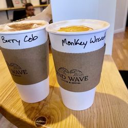 2nd Wave Coffee & Social - Blueberry cobbler and monkey wrench seasonal lattes