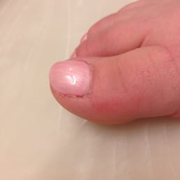 $50 pedi. Jagged cuticles, uneven polish, & excess polish around skin. Also, I wanted the nail shaped square with rounded edges. $50 pedi. Jagged cuticles, uneven polish, & excess polish around skin. Also, I wanted the nail shaped square with rounded edges.