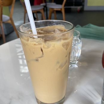 Bedda - Iced vanilla bean latte with oat milk, half sweet - Breakfast & Brunch Near Me - San Diego, California Bedda - Iced vanilla bean latte with oat milk, half sweet - Breakfast & Brunch Near Me - San Diego, California