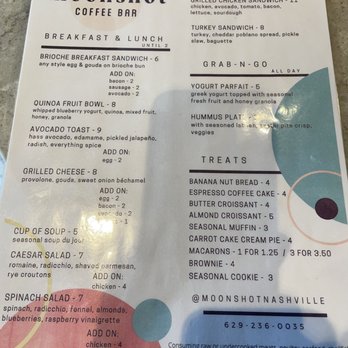 Moonshot Coffee Bar - Menu - Cafes Near Me - Nashville, Tennessee Moonshot Coffee Bar - Menu - Cafes Near Me - Nashville, Tennessee