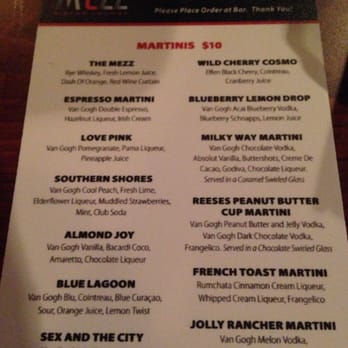 Mezz Bistro Lounge - Drink menu: Martinis - American Near Me - Burnsville, Minnesota Mezz Bistro Lounge - Drink menu: Martinis - American Near Me - Burnsville, Minnesota
