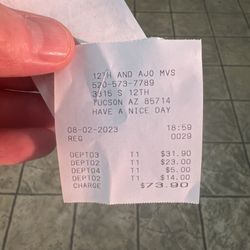 12th Ave & Ajo Motor Vehicle Service - What was charged