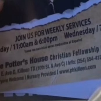 Potter's House - This is the all the info of his church you need! I've called the number and sent the video to several Tx news outlets! - Killeen, Texas Potter's House - This is the all the info of his church you need! I've called the number and sent the video to several Tx news outlets! - Killeen, Texas