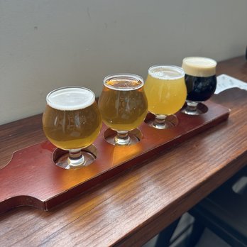Lawless Brewing - Flight which included: Dankershim, Love on the 5, Magic Hour, and The Gang Goes to Ireland. - Beer Bar Near Me - Los Angeles, California Lawless Brewing - Flight which included: Dankershim, Love on the 5, Magic Hour, and The Gang Goes to Ireland. - Beer Bar Near Me - Los Angeles, California