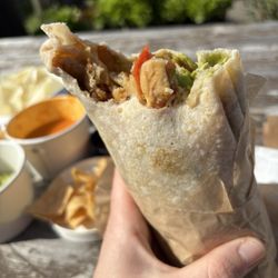 Chilango’s - GF tortilla mushroom Cali burrito (fries have gluten)