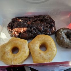 Shipley Do-Nuts - Massive Apple Fritter, 2 Glazed, Blueberry Glaze Donut