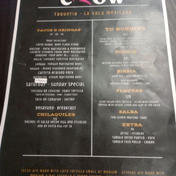 La Vaca Mexicana - Menu - Mexican Near Me - Ottawa, Ontario