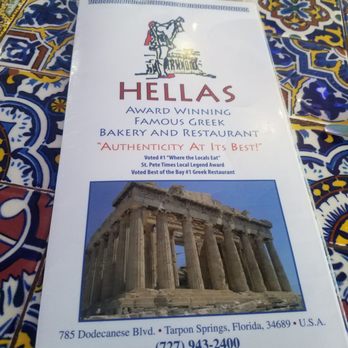 Hellas Restaurant - Menu - Bakeries Near Me - Tarpon Springs, Florida