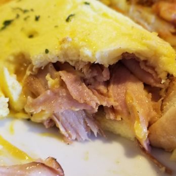 Frog Pond - Inside of a Ham & Cheese Omelet. Good amount of Ham! - Breakfast & Brunch Near Me - North Redington Beach, Florida Frog Pond - Inside of a Ham & Cheese Omelet. Good amount of Ham! - Breakfast & Brunch Near Me - North Redington Beach, Florida