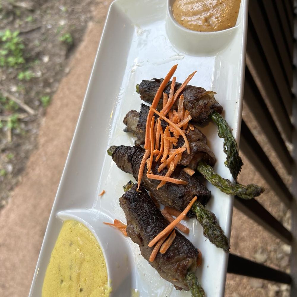 Ishnala - Prime rib wrapped asparagus: phenomenal. Tender flavorful thin slices with hidden cheese under wrapping plump asparagus spears. 5 stars - Steakhouses Near Me - Wisconsin Dells, Wisconsin Ishnala - Prime rib wrapped asparagus: phenomenal. Tender flavorful thin slices with hidden cheese under wrapping plump asparagus spears. 5 stars - Steakhouses Near Me - Wisconsin Dells, Wisconsin