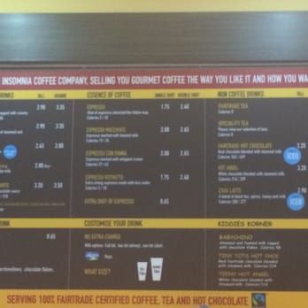 Insomnia Coffee Company - Menu jan 2015 - Coffee & Tea Near Me - Dublin, D