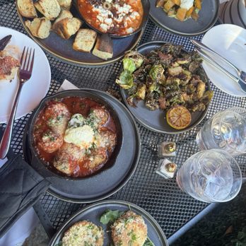 LIA'S - Spaghetti & Meatballs Crispy Bacon Brussels Sprouts - Italian Near Me - Chevy Chase, Maryland