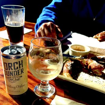 Kaweah Brewing Taproom and Restaurant - Chocolate cow and porch pounder sparkling wine with giant hot pretzel! - New American Near Me - Visalia, California Kaweah Brewing Taproom and Restaurant - Chocolate cow and porch pounder sparkling wine with giant hot pretzel! - New American Near Me - Visalia, California