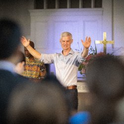 Granite City Church - Pastor Stephen gives the benediction at the end of worship.