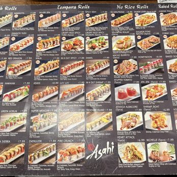 Sushi Asahi - Menu 8/2025 - Sushi Bars Near Me - Riverside, California