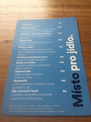 Menu photo 7 Místo Praha 6 - Dejvice, PR Menu photo 7 Místo Praha 6 - Dejvice, PR