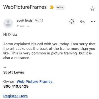 Web Picture Frames - Poor customer service - Framing Near Me - Eugene, Oregon
