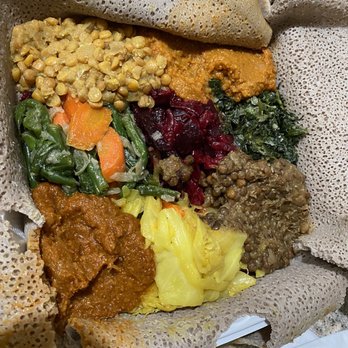 Shewa Ber - Veggie Combo was very delicious! Lots of different textures and flavor profiles! - Ethiopian Near Me - Seattle, Washington Shewa Ber - Veggie Combo was very delicious! Lots of different textures and flavor profiles! - Ethiopian Near Me - Seattle, Washington