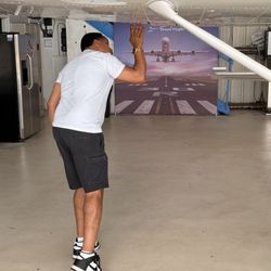 Checking out some of the planes in hangar
