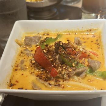 Bamboo Penny's - Red Curry with pork (Thai spicy) - Thai Near Me - Leawood, Kansas Bamboo Penny's - Red Curry with pork (Thai spicy) - Thai Near Me - Leawood, Kansas