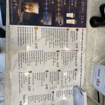 Ding Tea Hollywood  - Menu (1/2022) - Bubble Tea Near Me - Los Angeles, California
