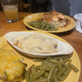 Graham's Landing - Top: mash with snapper shrimp and stew on top Bottom: crab stuffed flounder - Seafood Near Me - Murrells Inlet, South Carolina