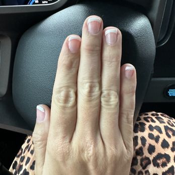 Nail Spot - French manicure, uneven and nails in bad shape from too much skin pulling - Nail Technicians Near Me - Jacksonville, Florida