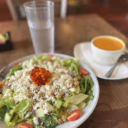 Marigold Café - Marigold salad with cup of tomato bisque.