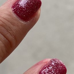 Nails look short and stubby in this photo, but they look fantastic. Nails look short and stubby in this photo, but they look fantastic.