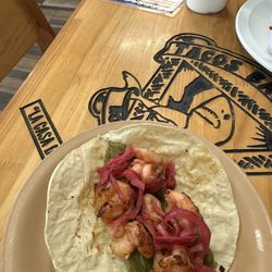 Tacos Baja Jr - My quesaron taco with a roasted California chili, cheese and grilled shrimp. Simply delicious