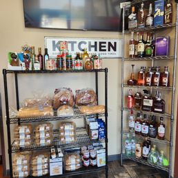 shelves of food and beverages shelves of food and beverages