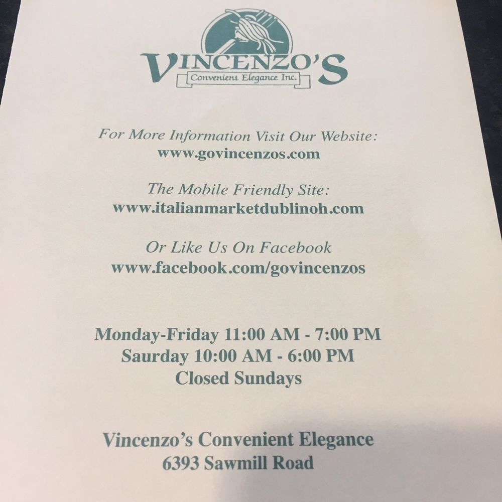 Vincenzo's Convenient Elegance - Menu - Delis Near Me - Dublin, Ohio Vincenzo's Convenient Elegance - Menu - Delis Near Me - Dublin, Ohio