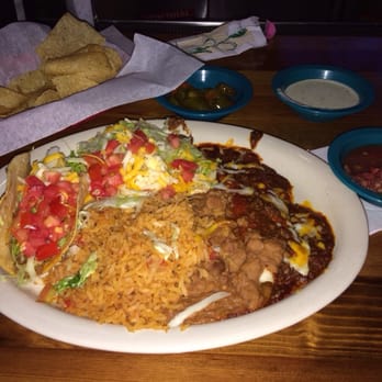 Chuy's - Chicken enchiladas, beef tacos, chicken tostada combo with refried beans and rice...delicious!! - Tex-Mex Near Me - Orlando, Florida