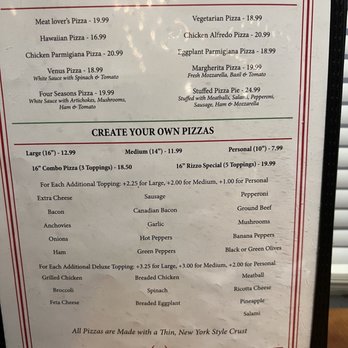 Rizzo's Spaghetti House - Menu as of 9-15-2022 - Italian Near Me - Fort Mill, South Carolina Rizzo's Spaghetti House - Menu as of 9-15-2022 - Italian Near Me - Fort Mill, South Carolina
