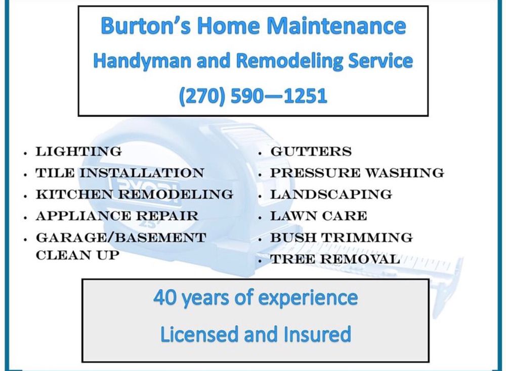 Slide of Burton’s Home Maintenance