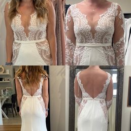 My dress on the left before she altered it, fit like a glove, my dress on the right after she altered it and it barely fits.