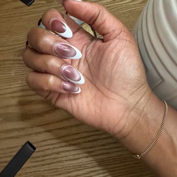 TN Unique Nails & Spa - French Manicure with Cat Eye - Nail Salons Near Me - Campbell, California TN Unique Nails & Spa - French Manicure with Cat Eye - Nail Salons Near Me - Campbell, California