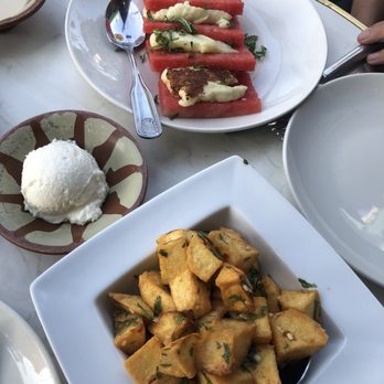 Open Sesame - Grilled Haloumi Cheese Watermelon, Spicy Garlic Potatoes IG: @bobabitchess - Mediterranean Near Me - Los Angeles, California Open Sesame - Grilled Haloumi Cheese Watermelon, Spicy Garlic Potatoes IG: @bobabitchess - Mediterranean Near Me - Los Angeles, California