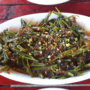 Latté - Kangkong with bagoong, toasted garlic and bacon bits - Cafes Near Me - Kalibo, AKL Latté - Kangkong with bagoong, toasted garlic and bacon bits - Cafes Near Me - Kalibo, AKL